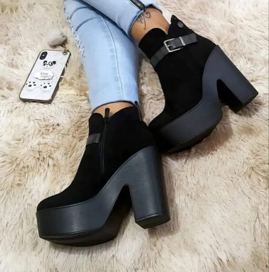 Botin de Mujer negro Alto(B37.N) - Gabybru Calzados