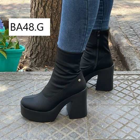 Botin de Mujer Negro Taco Alto (BA48.G)