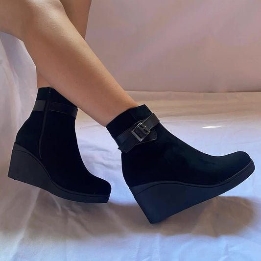 Botin de mujer negro Cuña (BA64.N)