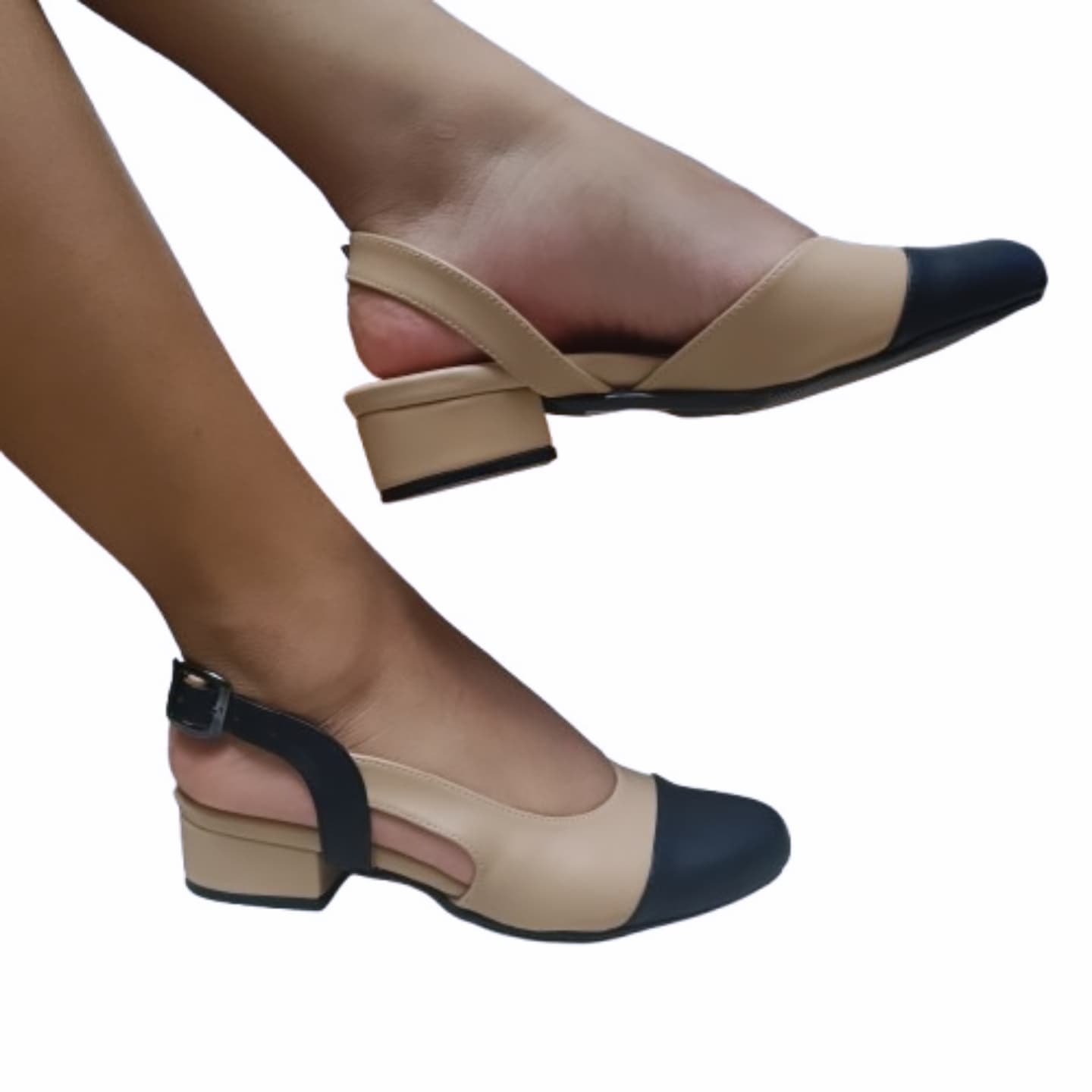 Zapato mujer blanco talon abierto (E23.BE)