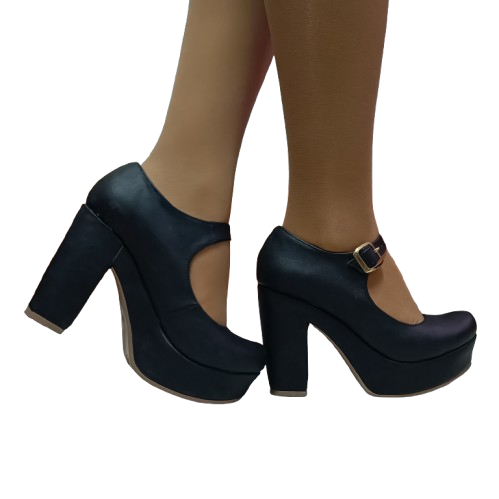 Zapato de mujer taco alto negro (SL41.EC)