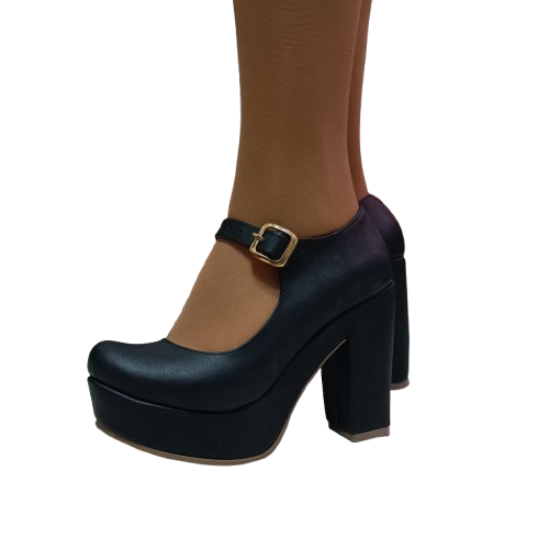 Zapato de mujer taco alto negro (SL41.EC)