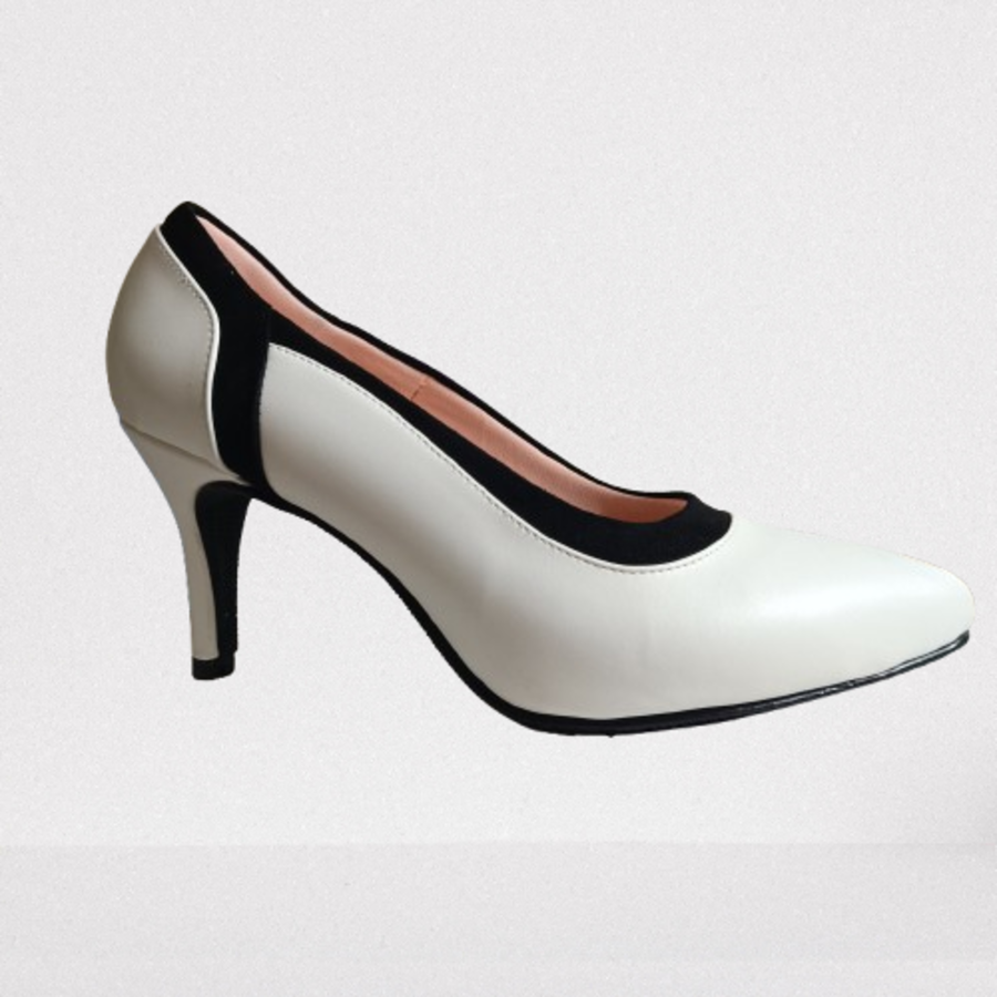 Zapatos de mujer taco bajo blanco (E35.BL)