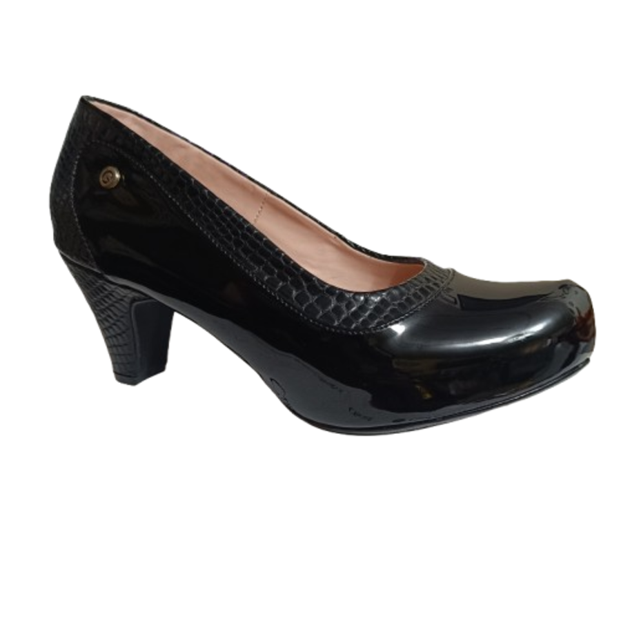 Zapato de muejr negro charol bajo (H15.H)
