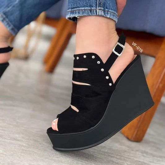 Sandalias de Mujer Cuña Negra (Ñ20.N)