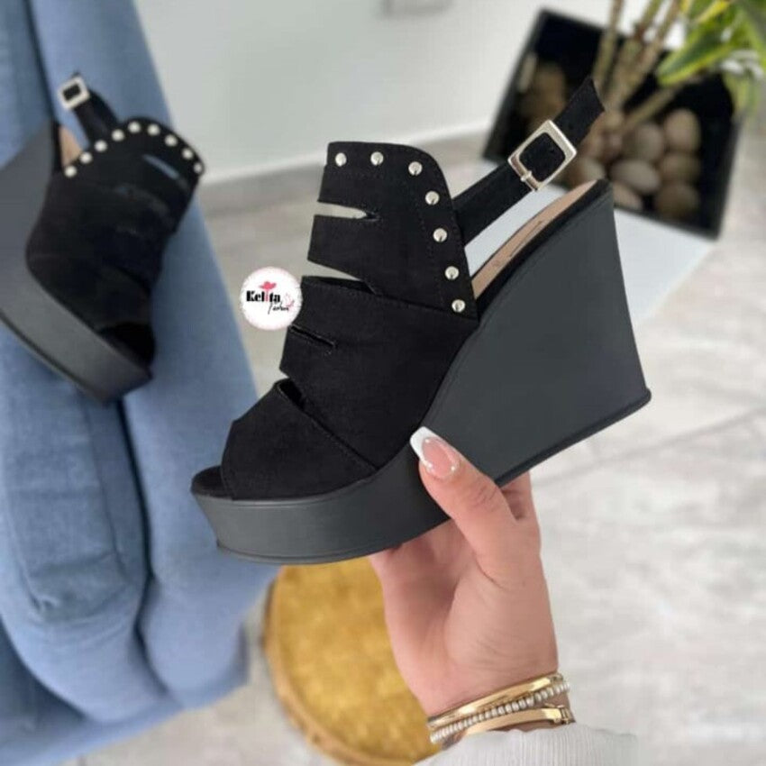 Sandalias de Mujer Cuña Negra (Ñ20.N)