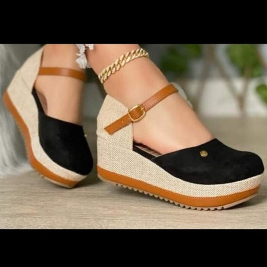 Sandalia negra panchita tobillo (SL81.N) - Gabybru Calzados