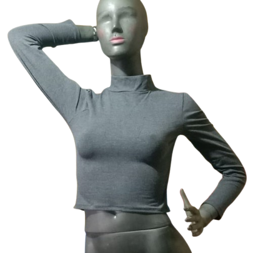 Crop Manga Larga Gris de Mujer