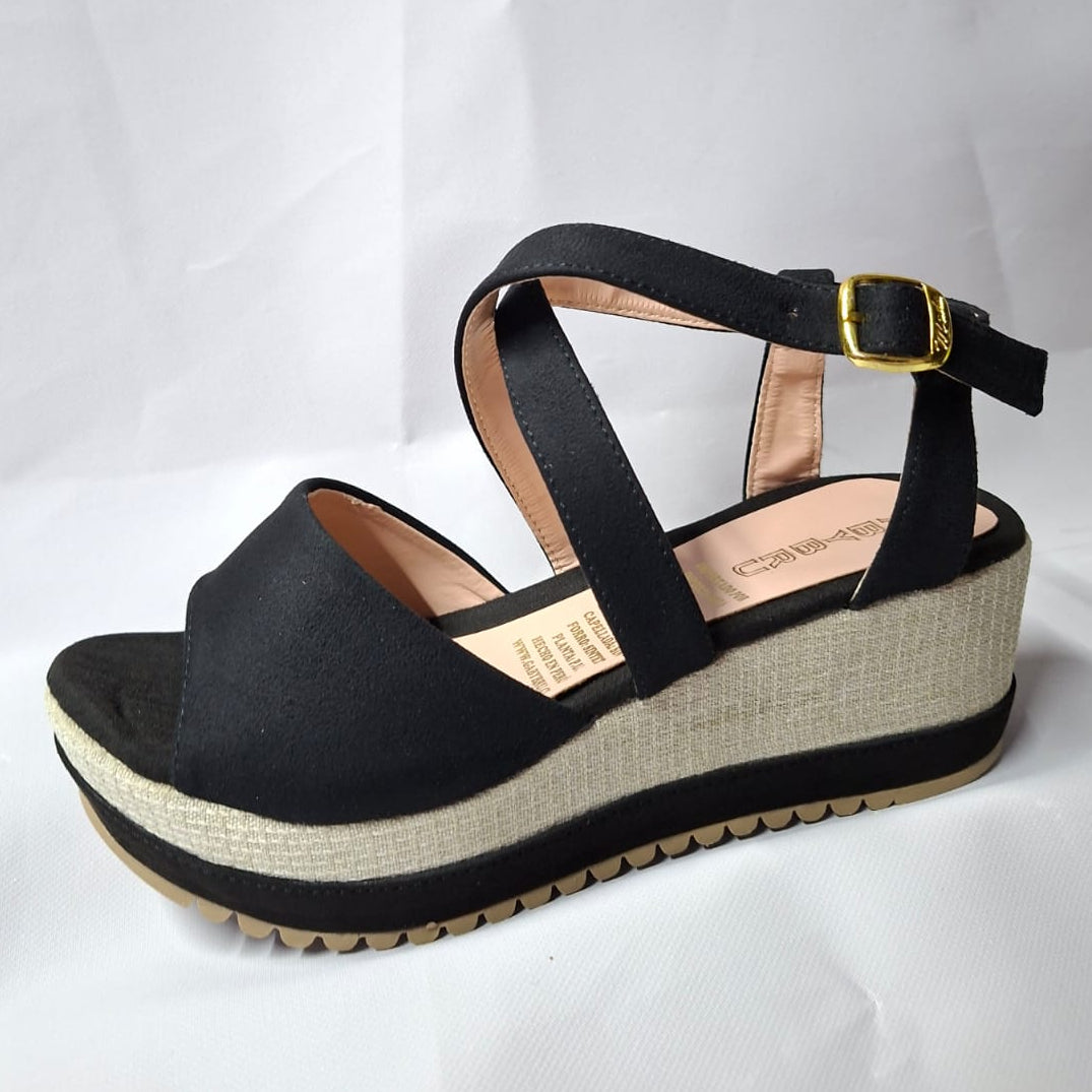 Sandalia baja negra tiritas (SL72.N)
