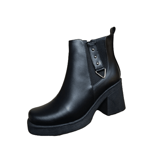 Botines Negro Mujer Estilo Chelsea Tacon Grueso(BA79.E) - Gabybru Calzados