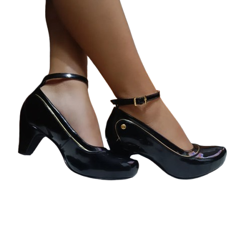 Zapato negro charol mujer bajo (H5.H)