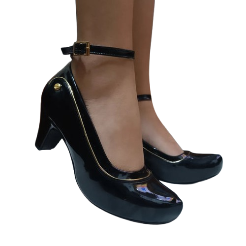 Zapato negro charol mujer bajo (H5.H)