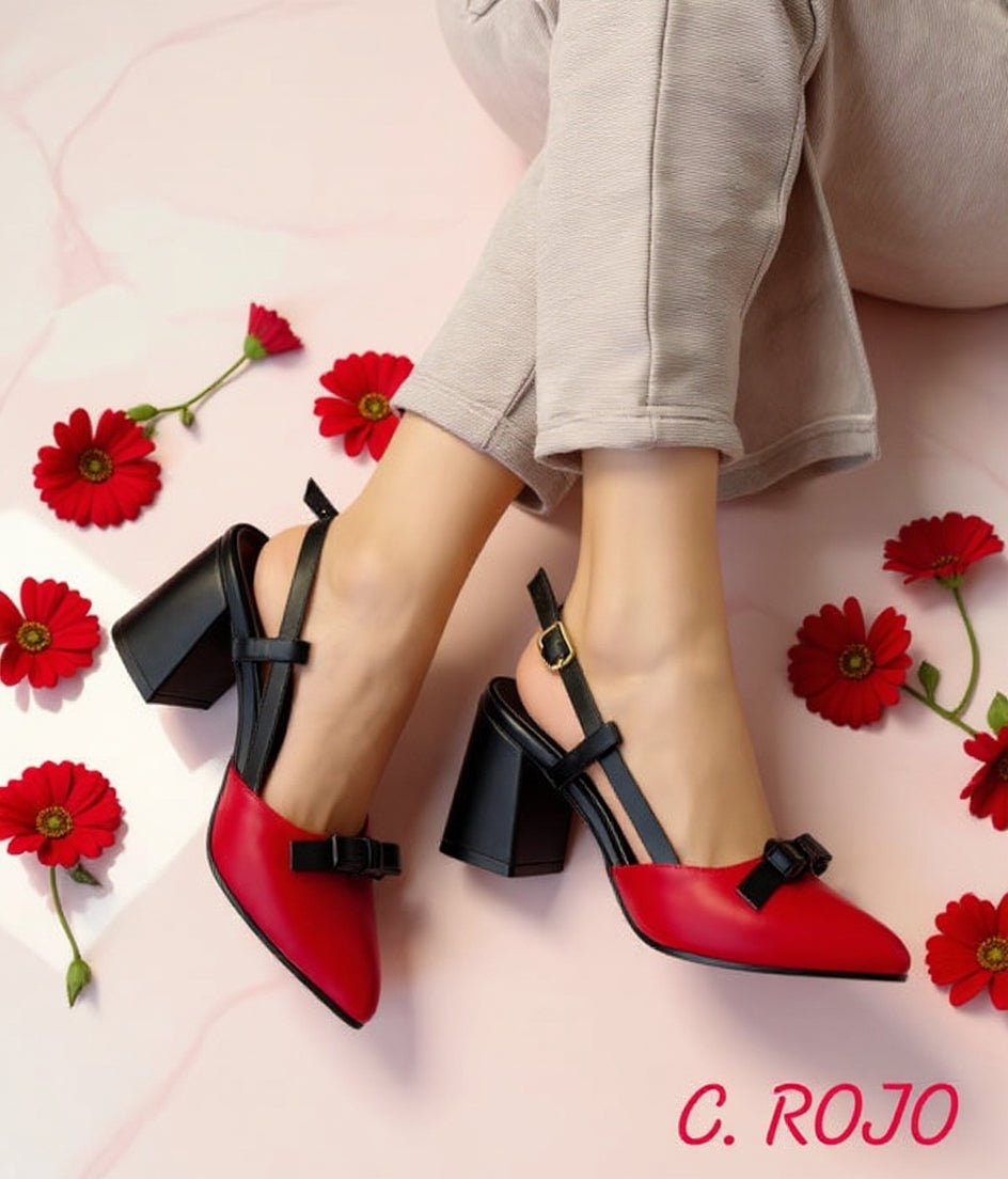 Zapato mujer negro rojo (SL84.RJ) - Gabybru Calzados