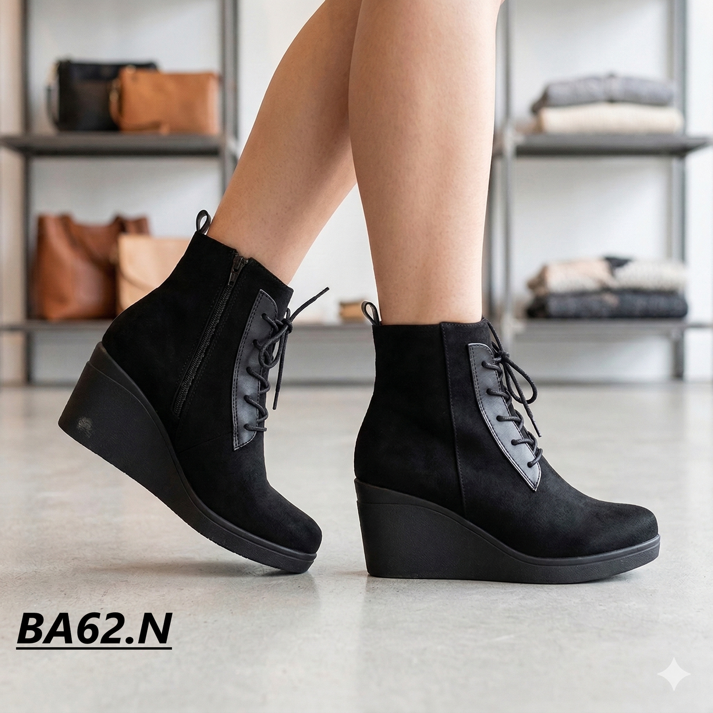 Botin de mujer negro Cuña (BA62.N)