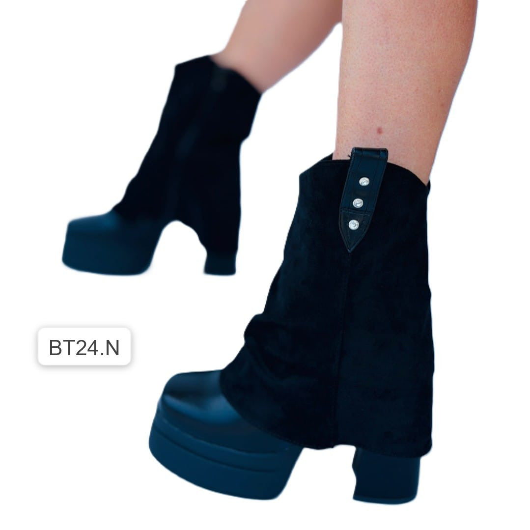 Botas negras Mujer Plataforma Taco Grueso (BT24.N)