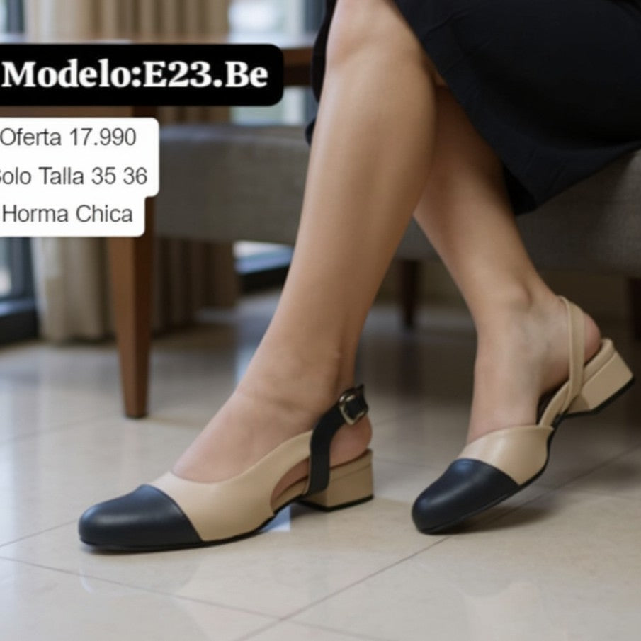 Zapato mujer blanco talon abierto (E23.BE)