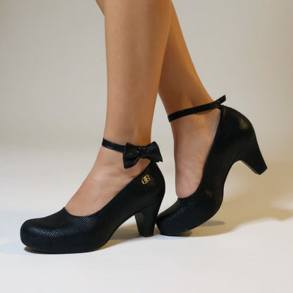 Calzado negro lazo bajo  (F5.N)