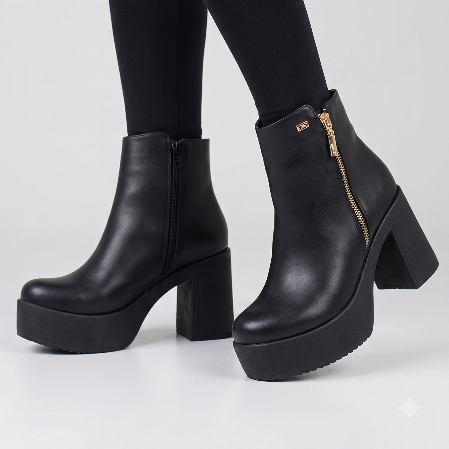 Botin Mujer Negro Plataforma Taco Cuadrado (BA147.E)