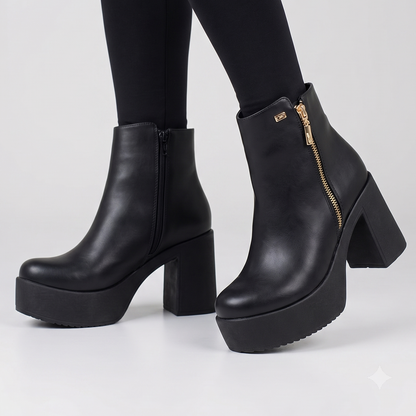 Botin Mujer Negro Plataforma Taco Cuadrado (BA147.E)