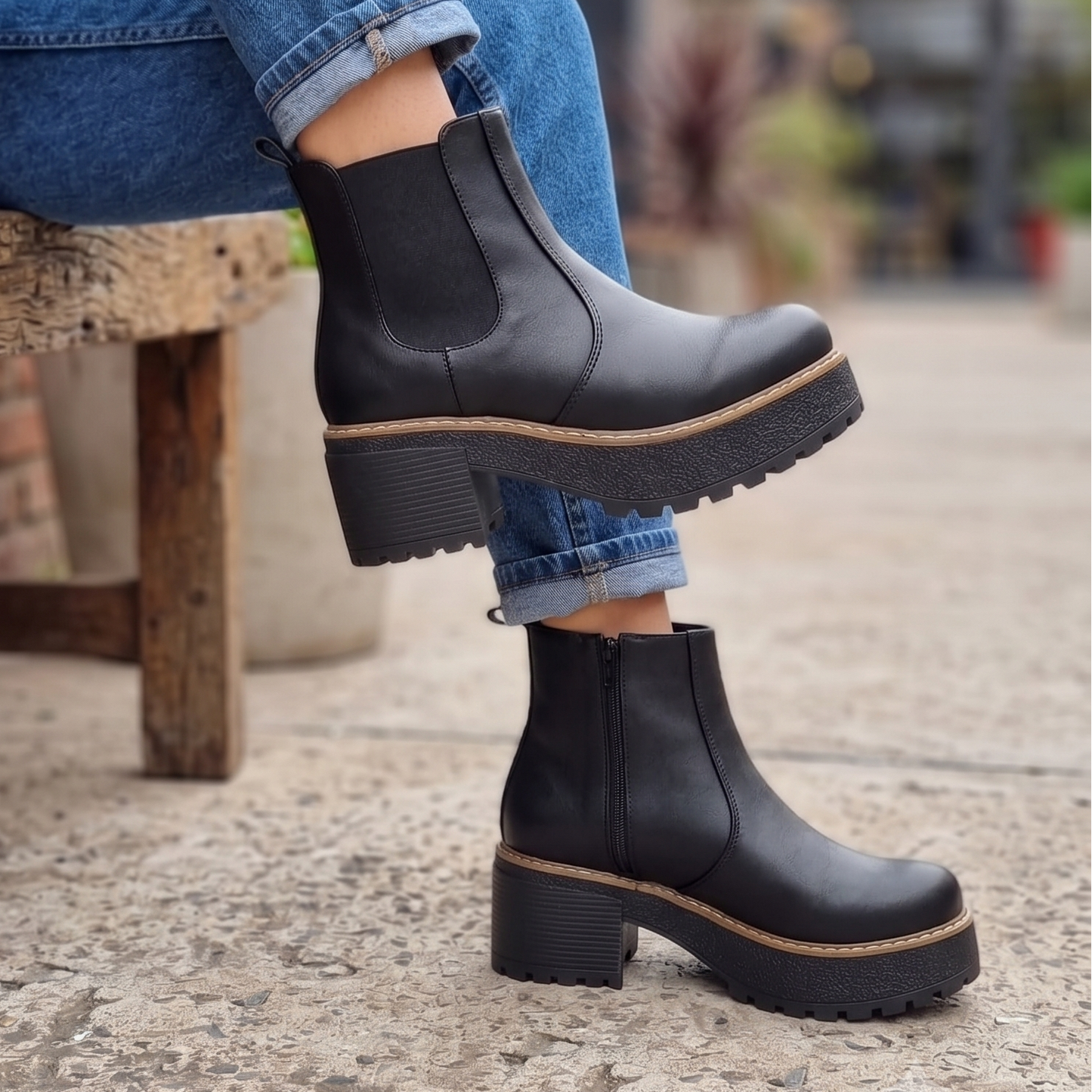 Botines de Mujer Negro Plataforma (BA158.E)