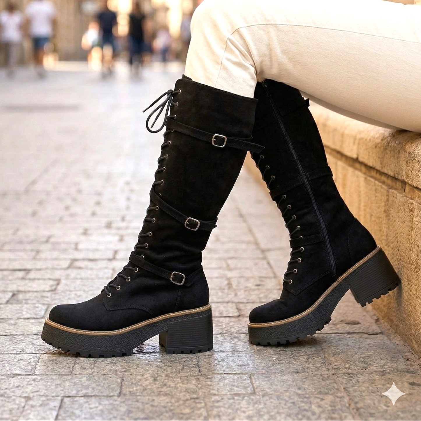 Bota de Mujer Alta Cordones (BT54.N)