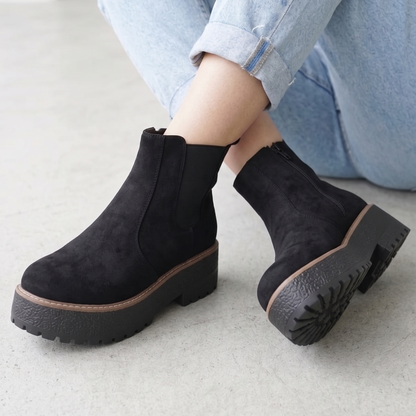 Botines de Mujer Negro Gamuza tipo Chelsea Plataforma (BA154.N)