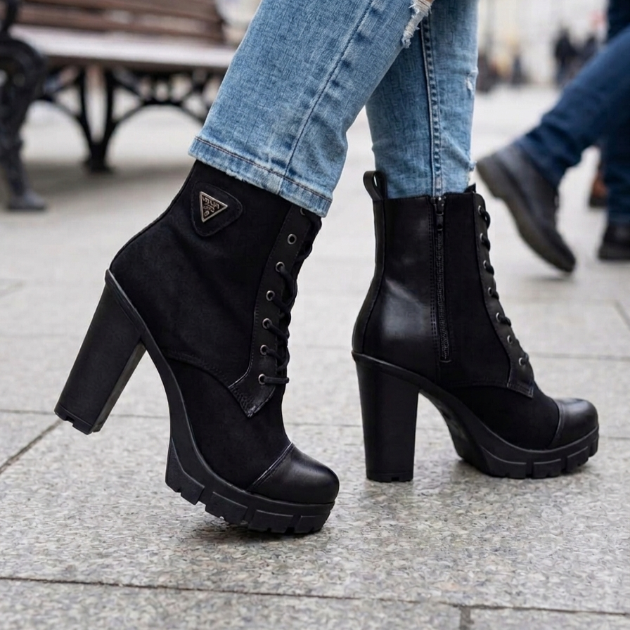 Botin De Mujer negro Alto Liviano (BA121.n)