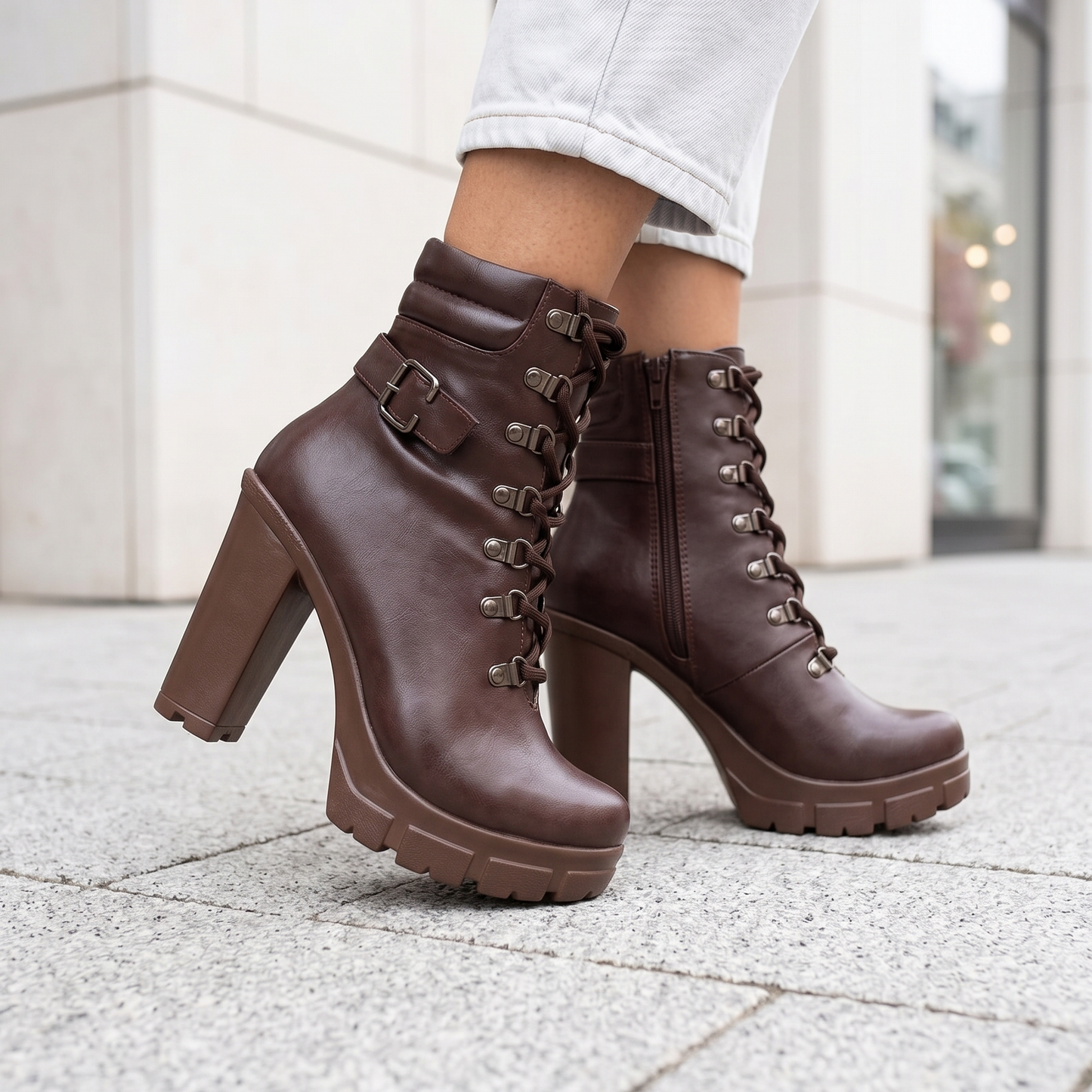 Botin De Mujer Cafe Alto Liviano (TC2.MR)
