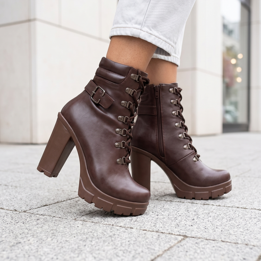 Botin De Mujer Cafe Alto Liviano (TC2.MR)