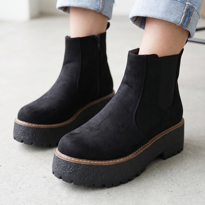 Botines de Mujer Negro Gamuza tipo Chelsea Plataforma (BA154.N)