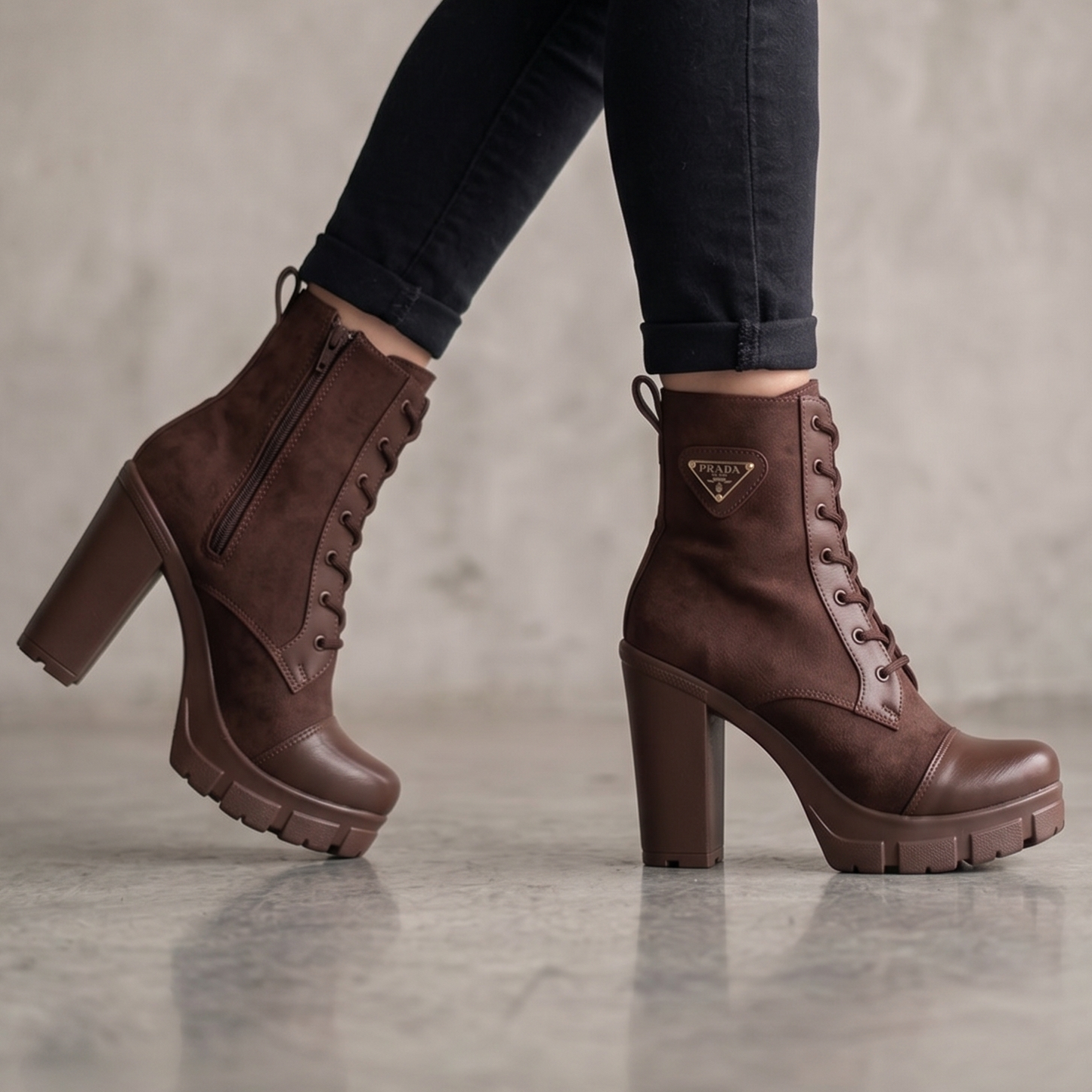 Botin De Mujer Cafe Alto Liviano (BA121.CF)