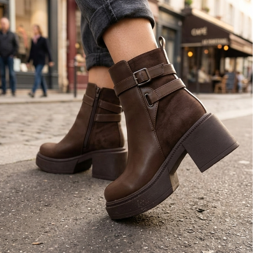 Botin de Mujer Cafe Alto medio (BA120.Mr)