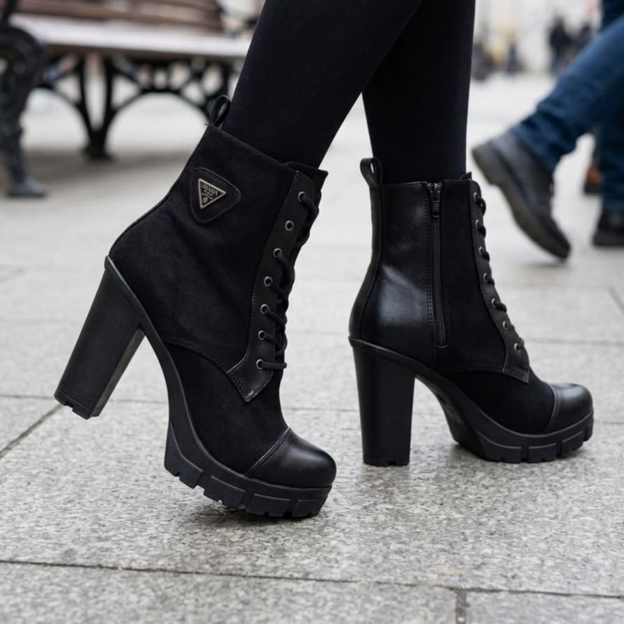 Botin De Mujer negro Alto Liviano (BA121.n)