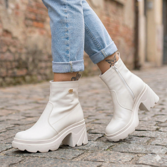 Botin de Mujer color hueso caña alta(BA34.U)