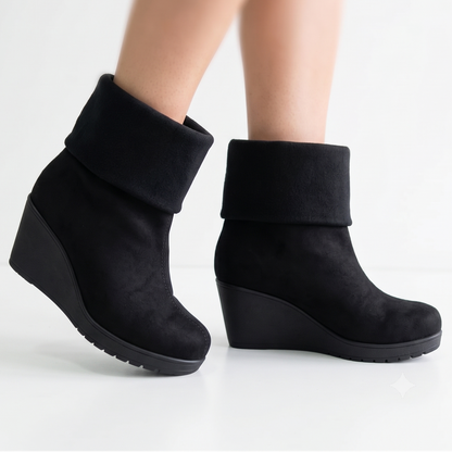 Botin Mujer Negro Gamuza Cuña (BA160.N)