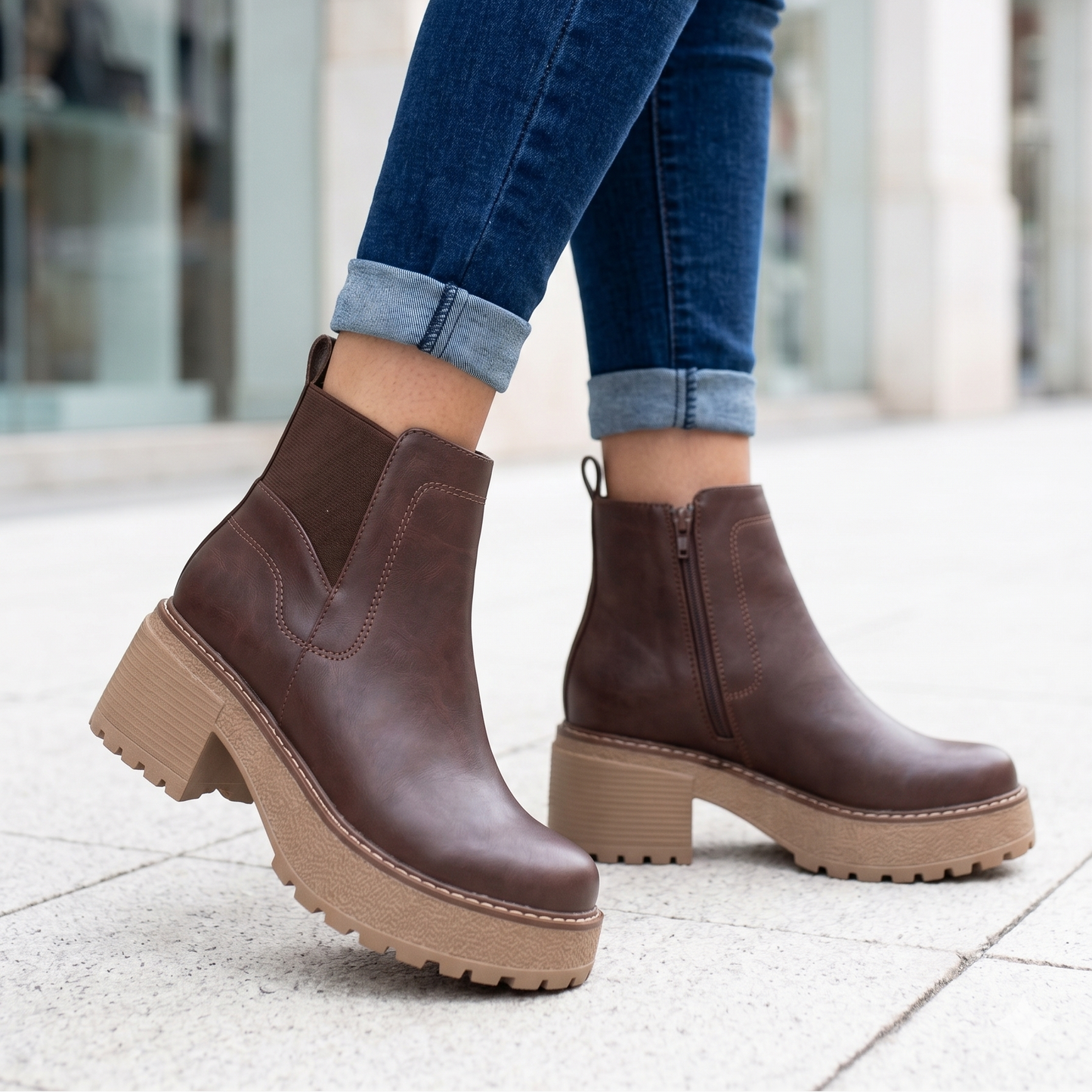 Botin De Mujer Medio Cafe (BA131.EF)