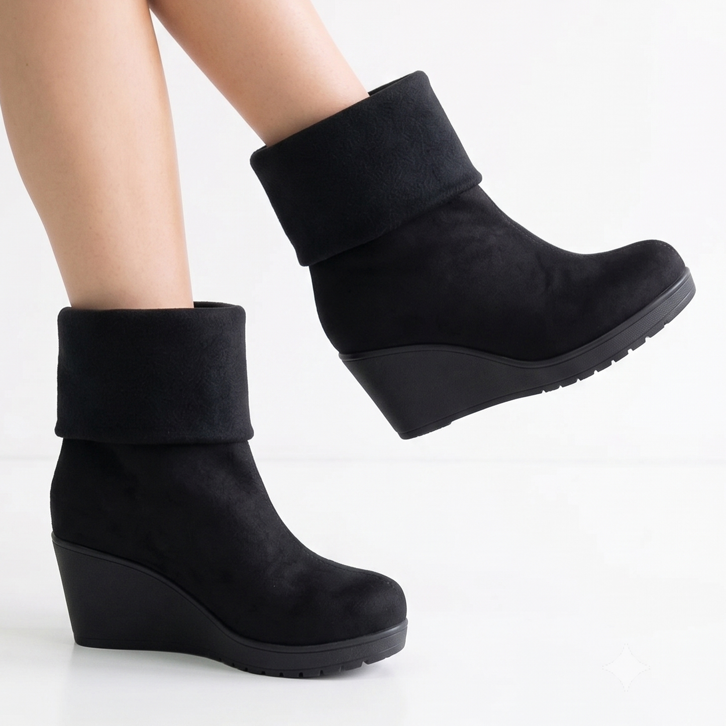 Botin Mujer Negro Gamuza Cuña (BA160.N)