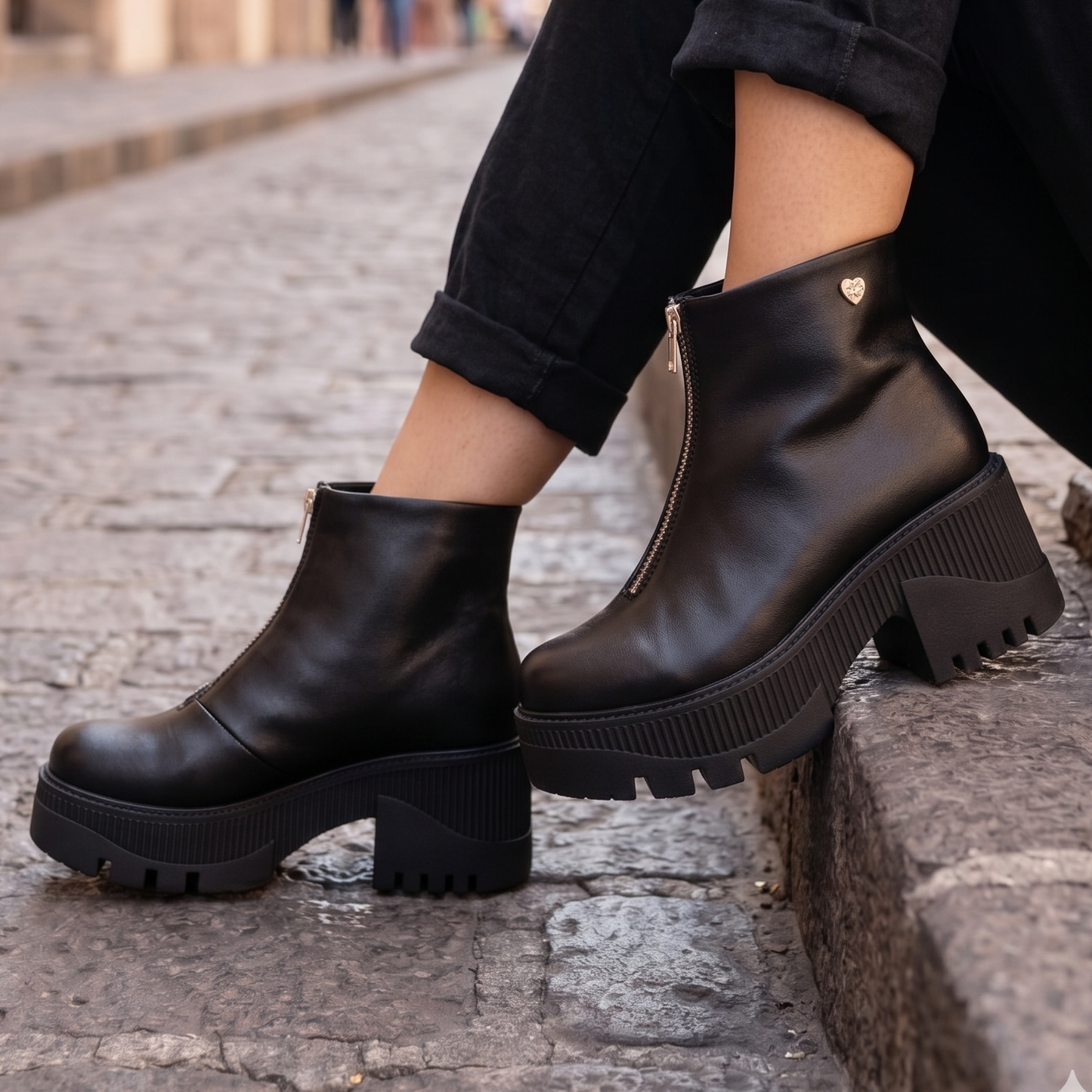 Botin de Mujer negra alto medio (BA117.N)