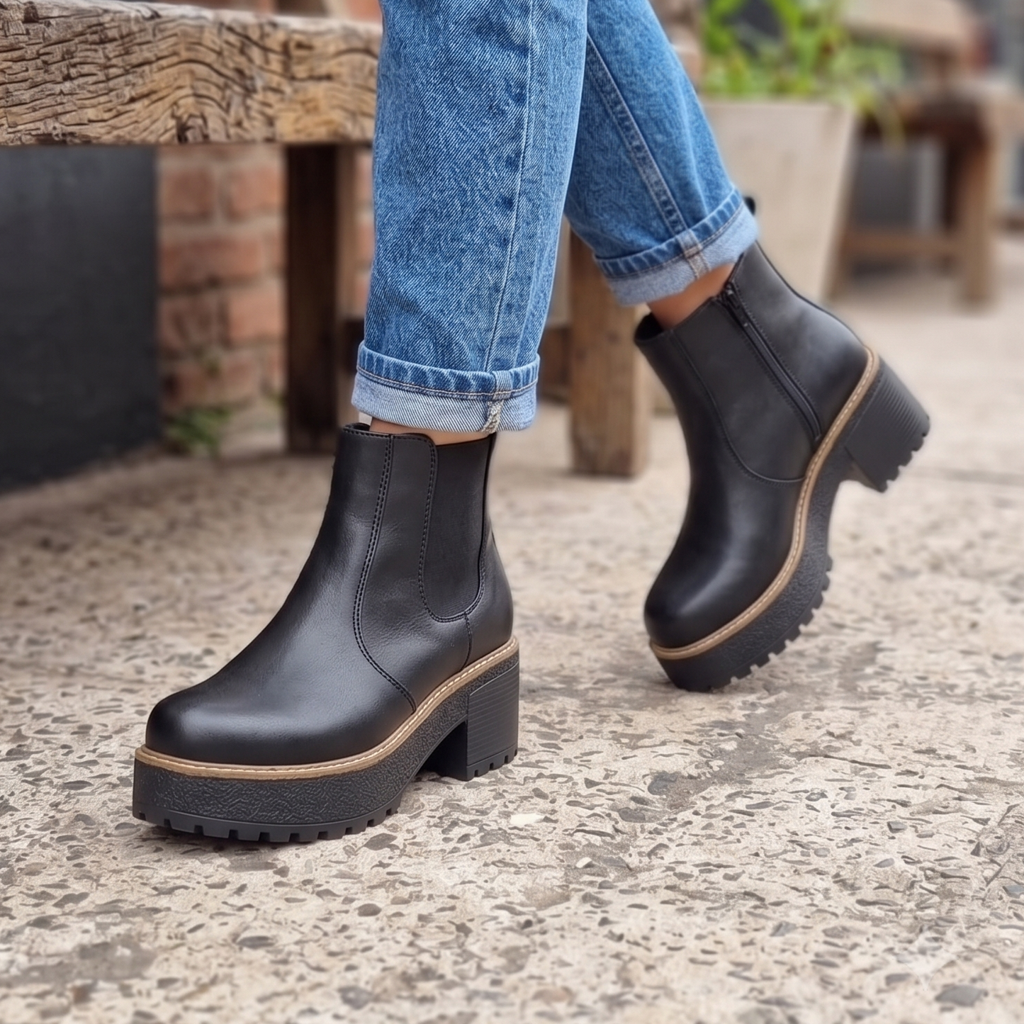 Botines de Mujer Negro Plataforma (BA158.E)