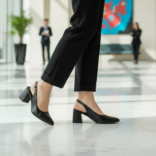 Zapato mujer negro talon abierto (SL87.NN)