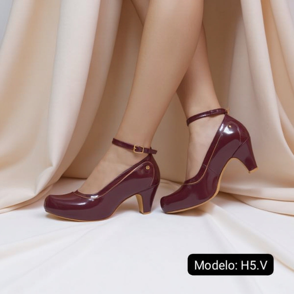 Zapato de mujer Charol vino bajo (H5.V)
