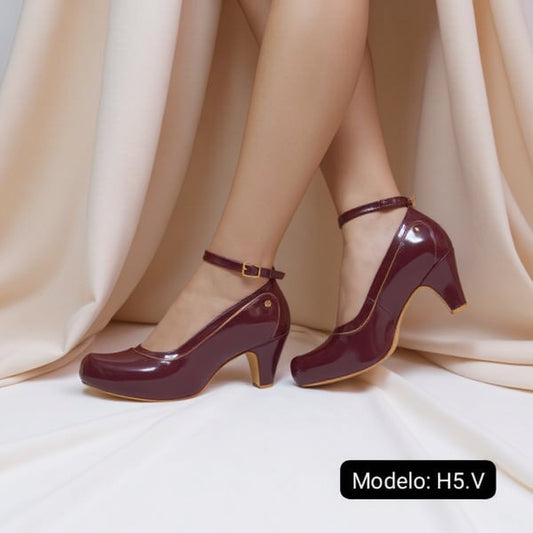Zapato de mujer Charol vino bajo (H5.V)