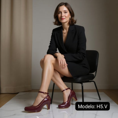 Zapato de mujer Charol vino bajo (H5.V)