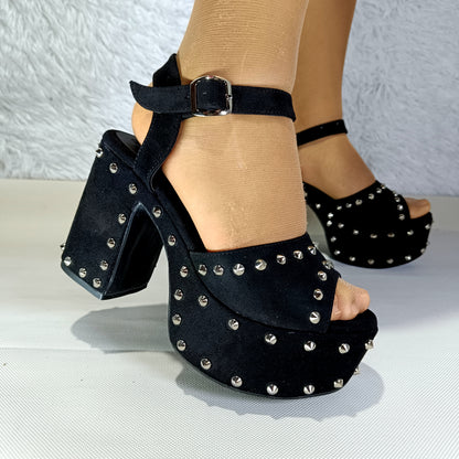 Sandalias Tachas altas negras (T400.N) - Gabybru Calzados