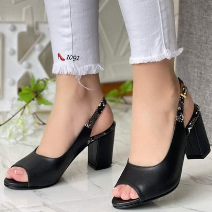 Zapato mujer negro talon abierto (SL61.N) - Gabybru Calzados