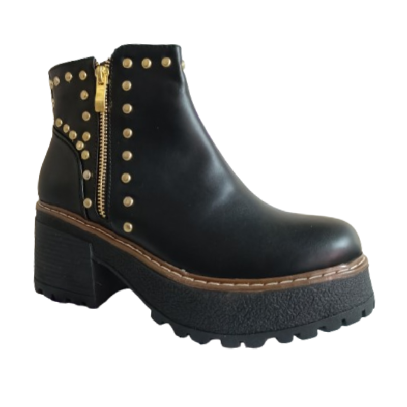 Botin de Mujer Negro  Tachas (BA3.CU)