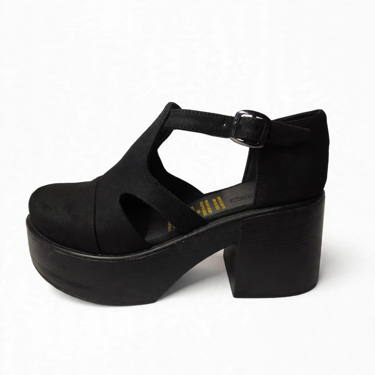 Sandalia de Mujer Negra Alta Plataforma Hebilla (SL169.N)