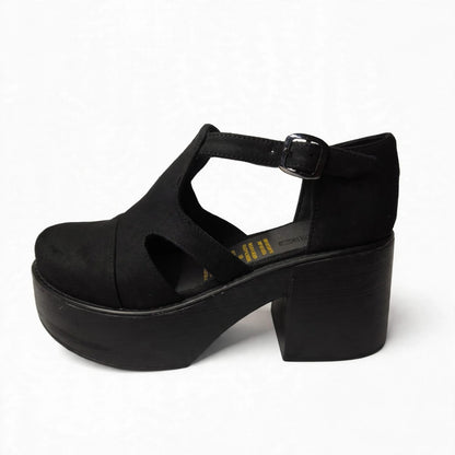 Sandalia de Mujer Negra Alta Plataforma Hebilla (SL169.N)