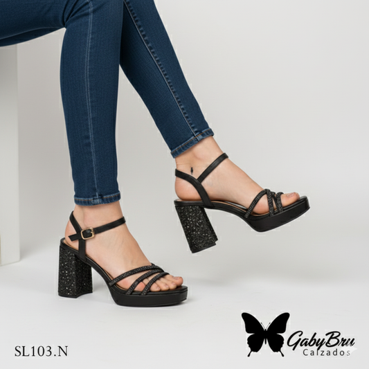 Sandalia de Negro Brillante (SL103.N)