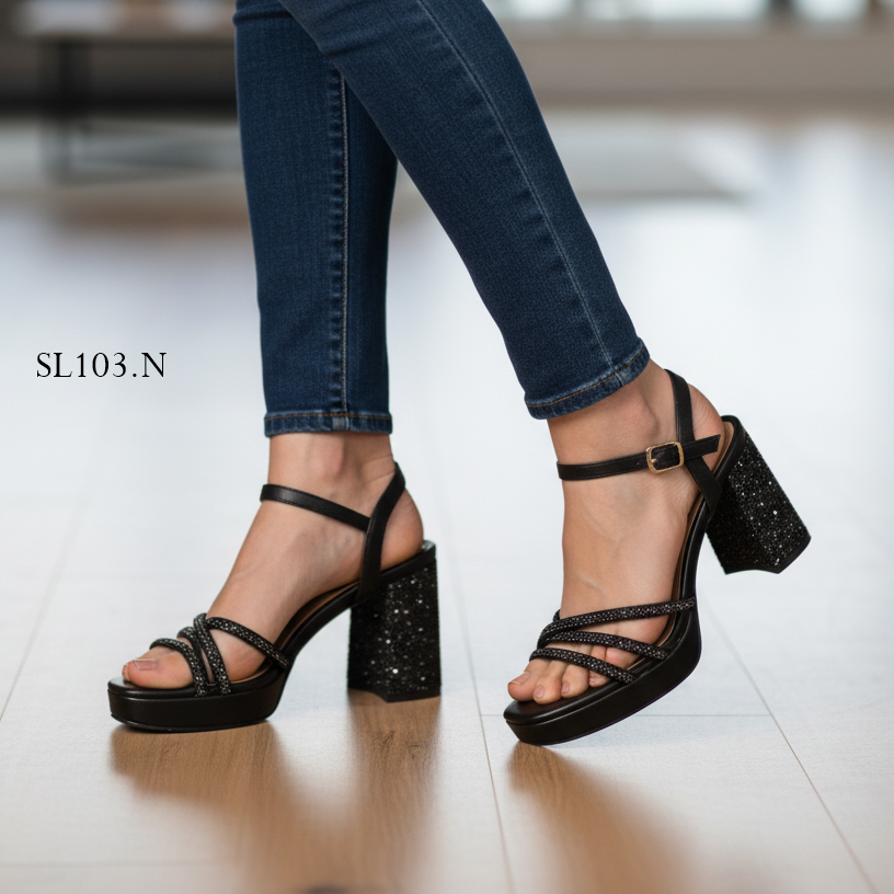 Sandalia de Negro Brillante (SL103.N)